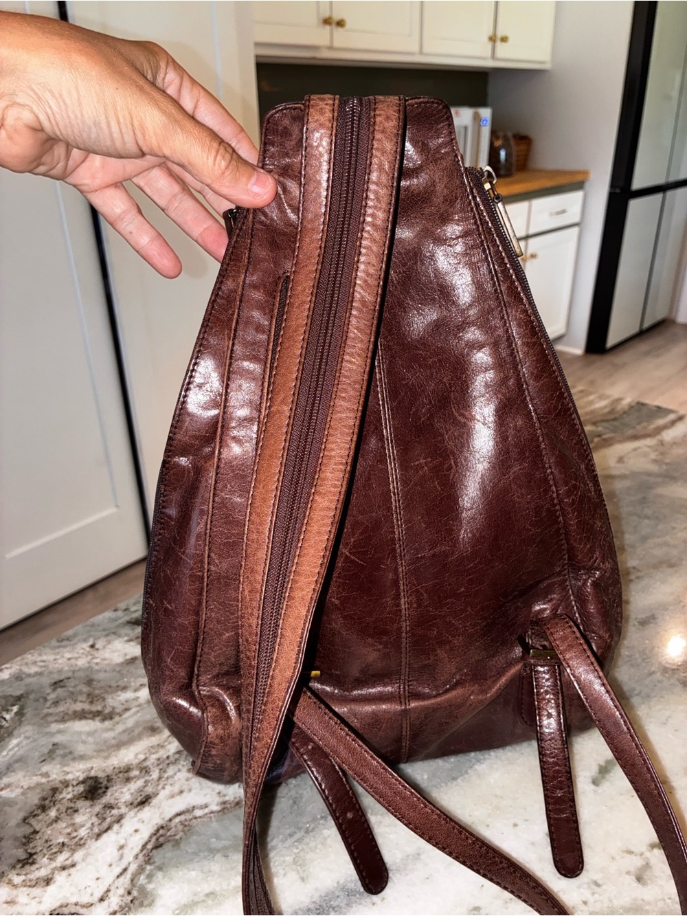 Hobo International Classic Brown Leather Sling Bag or backpack